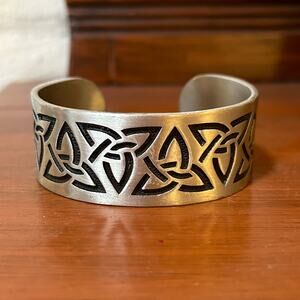 Irish Celtic Knot Silver Tone Cuff Bracelet